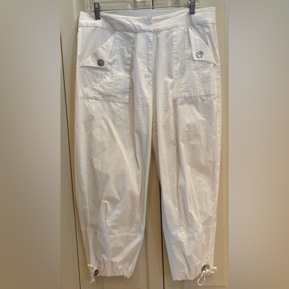 Vintage White Cargo-Style Cropped Pants, Women’s Large